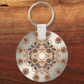 Elegant Gold Jewel Flowers Keychain キーホルダー (裏面)