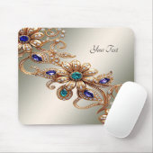Elegant Gold Jewel Flowers Mousepad マウスパッド (マウス)