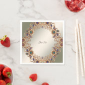 Elegant Gold Jewel Flowers Napkins スタンダードカクテルナプキン (インサイチュ)