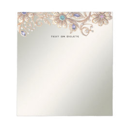 Elegant Gold Jewel Flowers Notepad ノートパッド