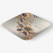 Elegant Gold Jewel Flowers Paper Plate ペーパープレート (傾斜あり)