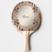 Elegant Gold Jewel Flowers Ping Pong Paddle 卓球ラケット (裏面)