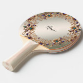 Elegant Gold Jewel Flowers Ping Pong Paddle 卓球ラケット (正面アングル)