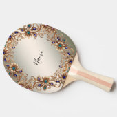 Elegant Gold Jewel Flowers Ping Pong Paddle 卓球ラケット (横)