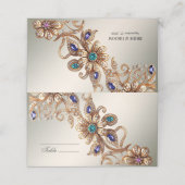 Elegant Gold Jewel Flowers Place Card プレイスカード (外部開封)