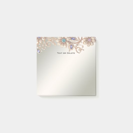 Elegant Gold Jewel Flowers Post it Notes ポストイット (正面)