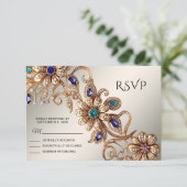 Elegant Gold Jewel Flowers RSVP Card (スタンド正面)