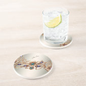 Elegant Gold Jewel Flowers Sandstone Coaster コースター (側面)