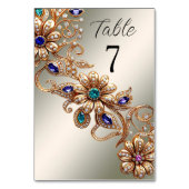 Elegant Gold Jewel Flowers Table Number テーブルナンバー (裏面)