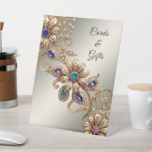 Elegant Gold Jewel Flowers Tabletop Signs 台座サイン (インサイチュ)