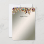 Elegant Gold Jewel Flowers Thank You Card サンキューカード (裏面)