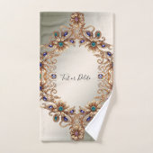 Elegant Gold Jewel Flowers Towel Set バスタオルセット (ハンドタオル)