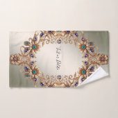 Elegant Gold Jewel Flowers Towel Set バスタオルセット (ハンドタオル)