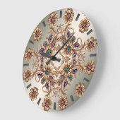 Elegant Gold Jewel Flowers Wall Clock ラージ壁時計 (傾斜)