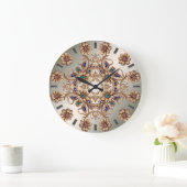 Elegant Gold Jewel Flowers Wall Clock ラージ壁時計 (ホーム)