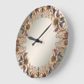Elegant Gold Jewel Flowers Wall Clock ラージ壁時計 (傾斜)
