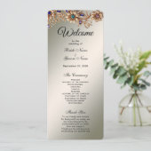 Elegant Gold Jewel Flowers Wedding Program プログラム (スタンド正面)