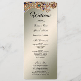Elegant Gold Jewel Flowers Wedding Program プログラム