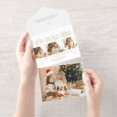 Elegant Gold Joy Peace Love Script 3-Photo オールインワン招待状 (切り取り部)