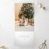 Elegant Gold Joy Peace Love Script 3-Photo 三つ折りクリスマスカード (内部)