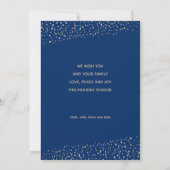 Elegant Gold JOYFUL Script on Blue Photo Christmas シーズンカード (裏面)