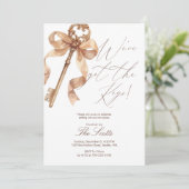 Elegant Gold Key We Got The Keys Housewarming 招待状 (スタンド正面)