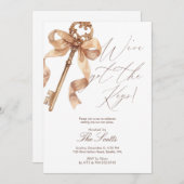Elegant Gold Key We Got The Keys Housewarming 招待状 (正面/裏面)