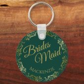 Elegant Gold Lace Emerald Green Bridesmaid Wedding キーホルダー (正面)