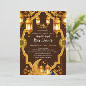 Elegant Gold Lantern & Crescent Moon Ramadan Iftar 招待状 (スタンド正面)