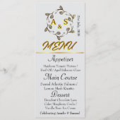 Elegant Gold Laurel Wreath A & S Monogram Wedding メニュー (正面)
