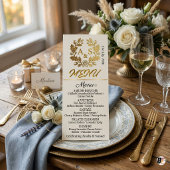 Elegant Gold Laurel Wreath A & S Monogram Wedding メニュー