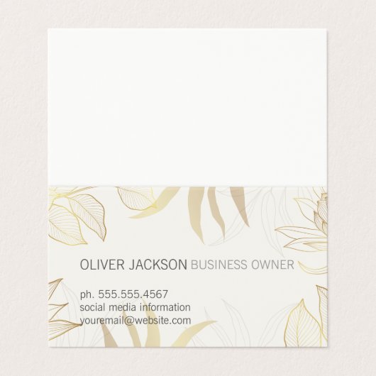 Elegant Gold Leaves Illustration  名刺 (外部フラット)