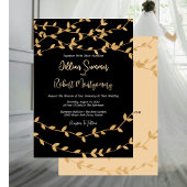 Elegant Gold Leaves with Black Wedding Invitation 招待状