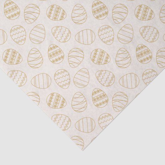 Elegant Gold Line Art Easter Egg Pattern Boho Chic 薄葉紙 (詳細)