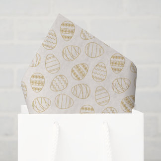 Elegant Gold Line Art Easter Egg Pattern Boho Chic 薄葉紙