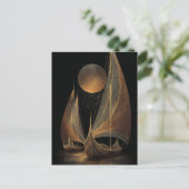 Elegant Gold Line Art Illustration of Longships シーズンポストカード (スタンド正面)