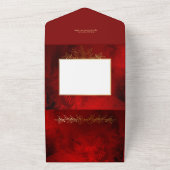 Elegant Gold Line Drawn Christmas Botanical Photo オールインワン招待状 (外側)