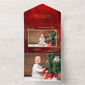 Elegant Gold Line Drawn Christmas Botanical Photo オールインワン招待状 (内側)