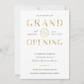 Elegant Gold Logo Business Grand Opening Modern 招待状 (正面)