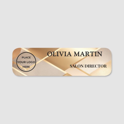 Elegant Gold Logo Magnetic Name Badge 名札 (正面)