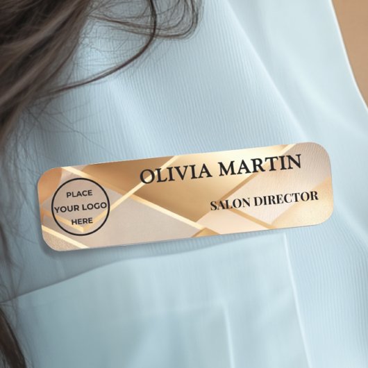 Elegant Gold Logo Magnetic Name Badge 名札