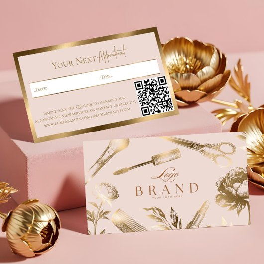 Elegant Gold Luxury Beauty Salon Business Brand 予約カード