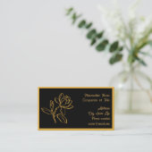 Elegant Gold Magnolia Flower Black BG Chic 名刺 (スタンド正面)