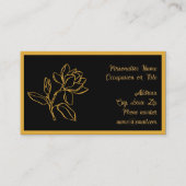 Elegant Gold Magnolia Flower Black BG Chic 名刺 (正面)
