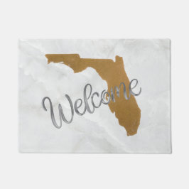 Elegant Gold & Marble Florida State Map Welcome ドアマット