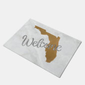 Elegant Gold & Marble Florida State Map Welcome ドアマット (アングル)