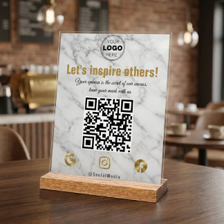 Elegant Gold Marble Modern Business QR Code アクリルサイン