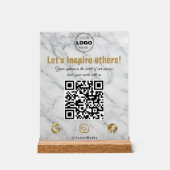 Elegant Gold Marble Modern Business QR Code アクリルサイン (正面)
