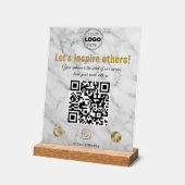 Elegant Gold Marble Modern Business QR Code アクリルサイン (傾斜)