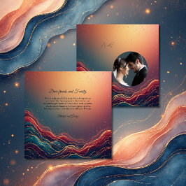 Elegant Gold Marble Navy Terracotta photo Wedding サンキューカード